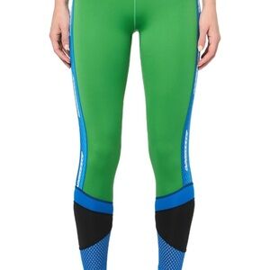 Green Leggings with Blue Side Panels